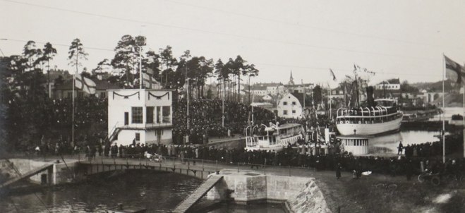 Invigning av slussen 1924. Från Peter Tabermans samling. 