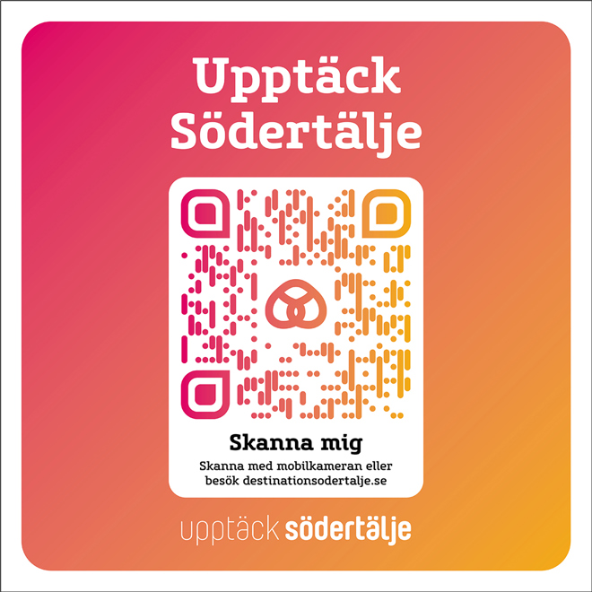 Skylt med QR-kod till Destination Södertälje.