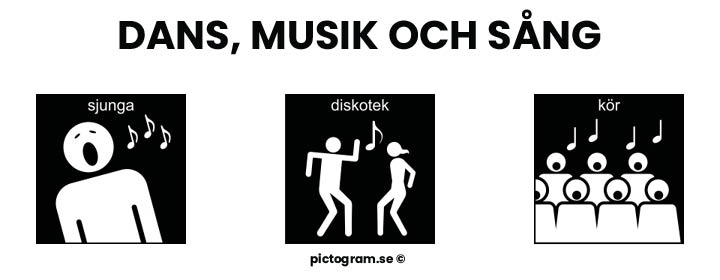 Pictogram sång, diskotek och kör.