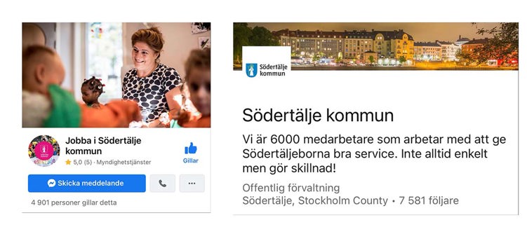 Bildkollage på Facebook och LinkedIn startsida